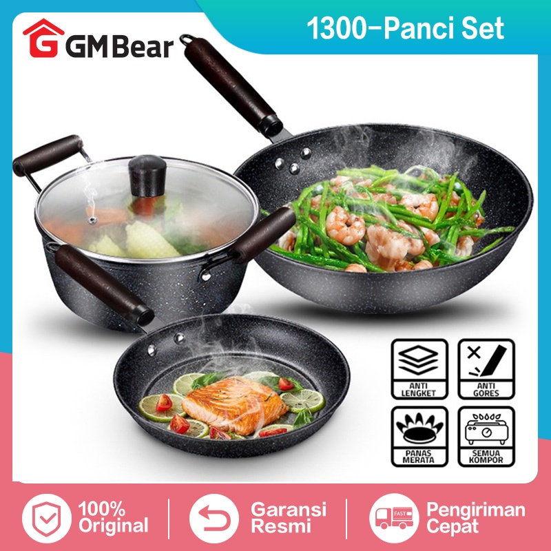 Panci Set Isi 5 Pcs Anti Lengket 13 Promo 3 In 1 Stainless Tebal Murah Pengukus Dimsum Dapur Steel 1