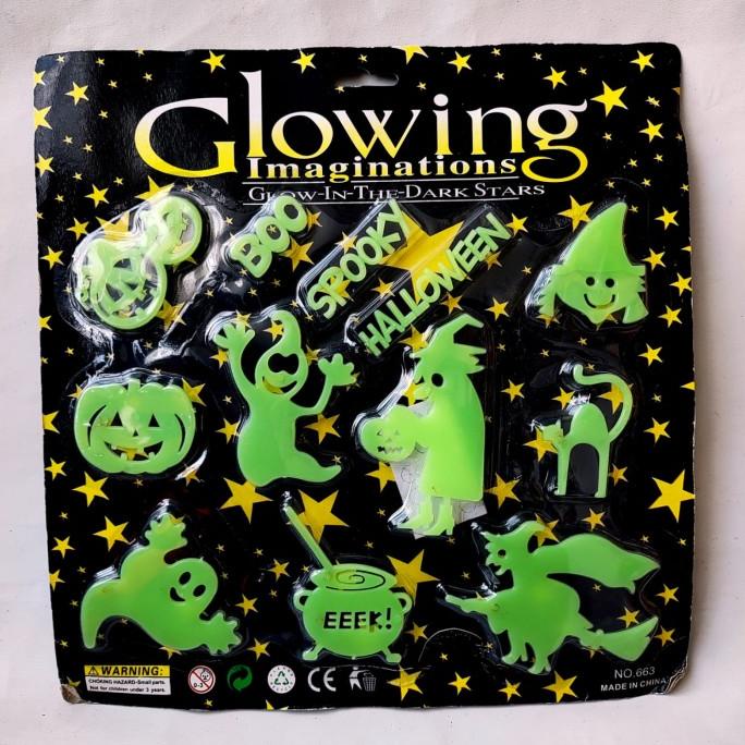 

New Glow In The Dark Tema Halloween Paket Dekorasi Light Up Stiker Grosir Stok Terbatas