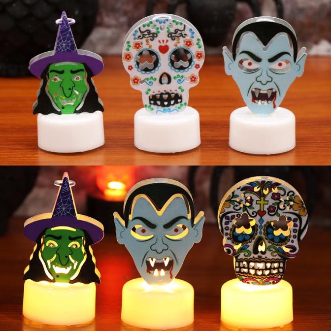 

{ Getaofficial02 } Lampu Lilin Led Tema Halloween Lilin Kedjp Skull Labu Tengkorak Batman Berkualitas