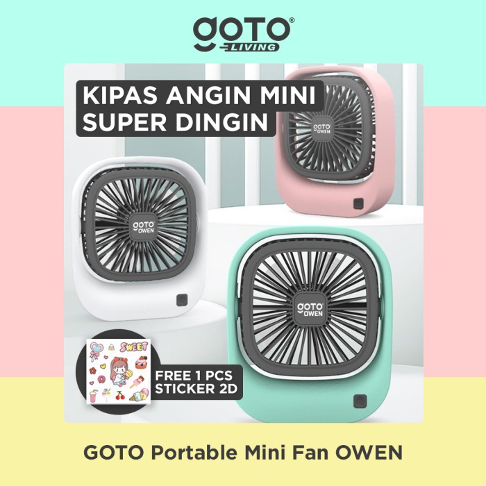 BAYAR DITEMPAT Goto Owen Mini Fan Kipas Angin Kecil Meja Duduk Portable USB Charger /KIPAS ANGIN