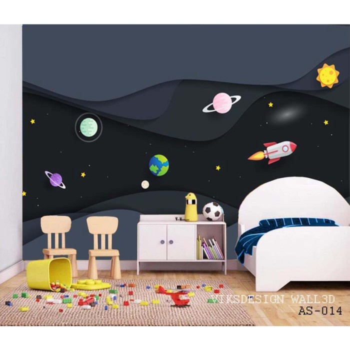 Cetak Wallpaper Sendiri, Stiker Dinding Rocket Astronot Luar Angkasa