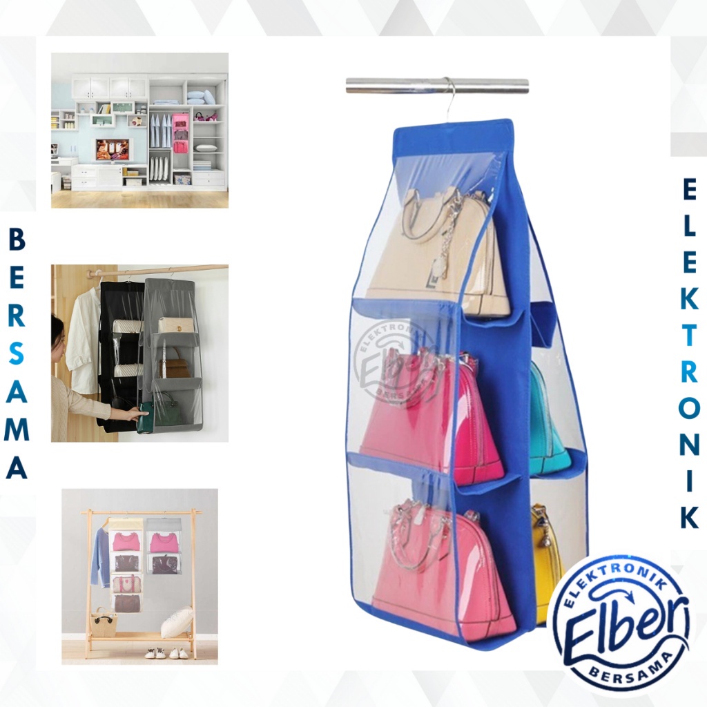 ELBER HL0064 Rak Penyimpanan Sepatu Dan Tas Gantung Bag Organizer Plastik Murah Y1086