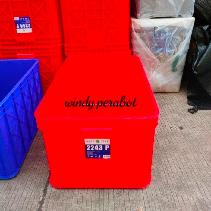 Promo Box Container Green Leaf 2243 P / Krat Kontainer Keranjang Industri