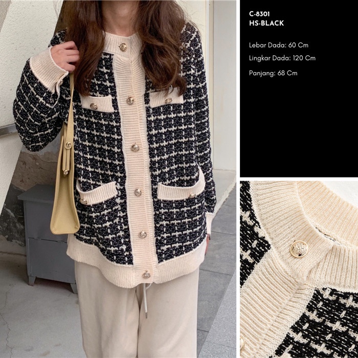 Import Kardigan Wanita Korea Panjang Estetik Premium Rajut (C-8301)