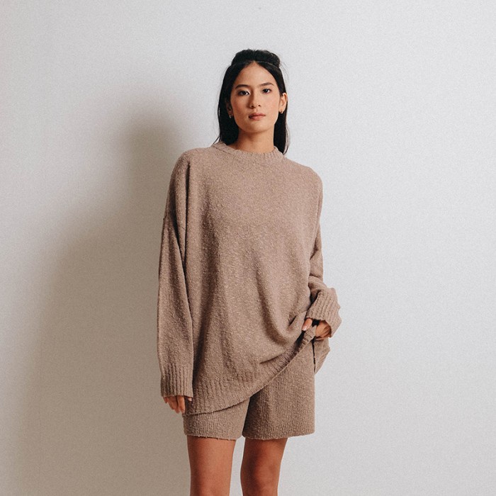 Noir Sur Blanc Popcorn Pullover Brown