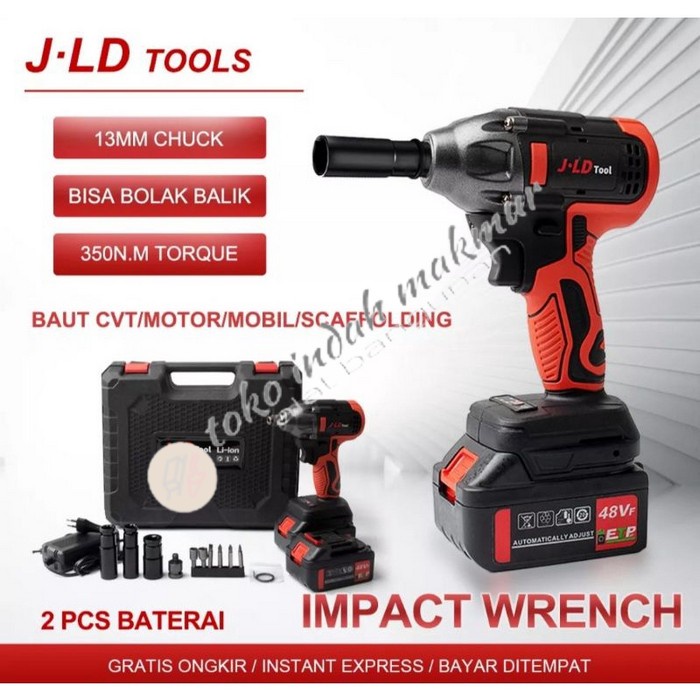 Impact Buka Baut Cordless 350nm JV88 JLD CORDLESS IMPACT WRENCH 350nm Bor Sok