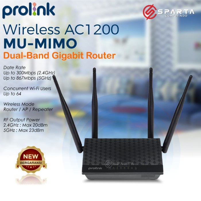 ROUTER PROLINK PRC3801 WIRELESS AC1200 MU-MIMO DUAL BAND New