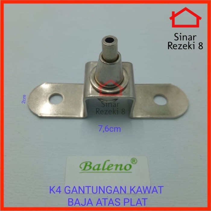 K4 Gantungan Atas Plat Braket Rak Ambalan Kaca Kawat Seling Sling Baja