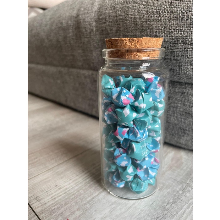 

Origami Lucky Stars in Clear Glass, Origami Bintang Botol Kaca, Craft