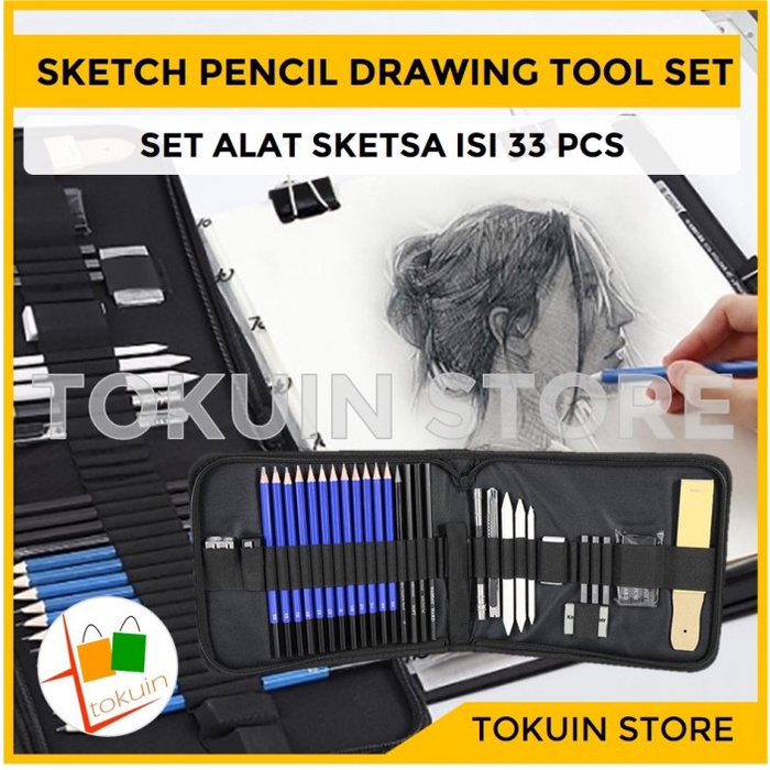 

Promo Sketch Pencil Pensil Pisau Penghapus Rautan Alat Gambar Drawing Set