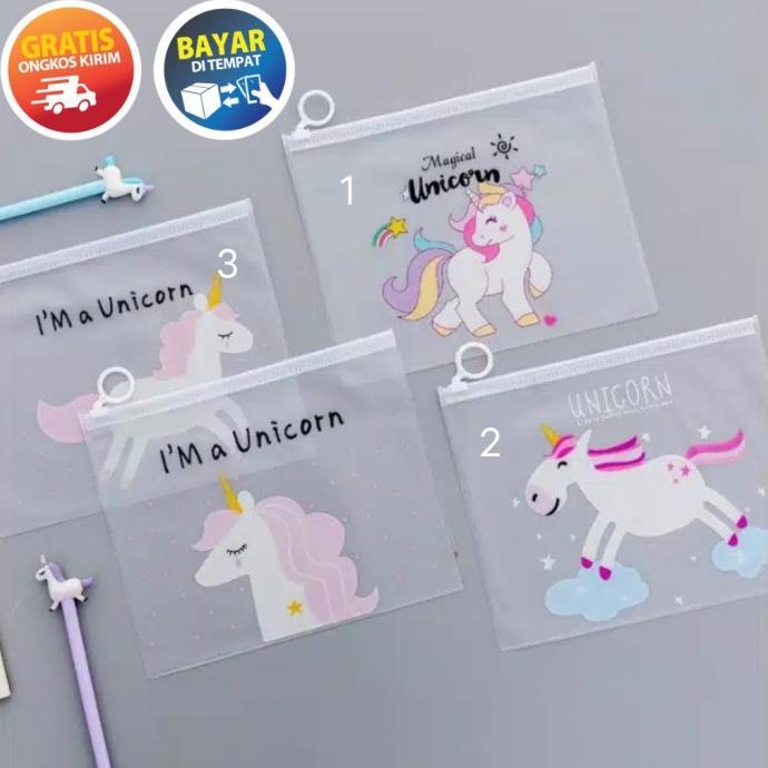 

BARANG TERBARU !!! UNICORN POUCH PLASTIK TRANSPARAN KANTONG TAS TEMPAT PENSIL KOSMETIK - TERLARIS