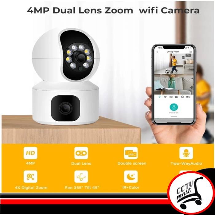 Camera Cctv Indoor Ezsee IP Camera Wifi 4MP Cctv Dual Lensa