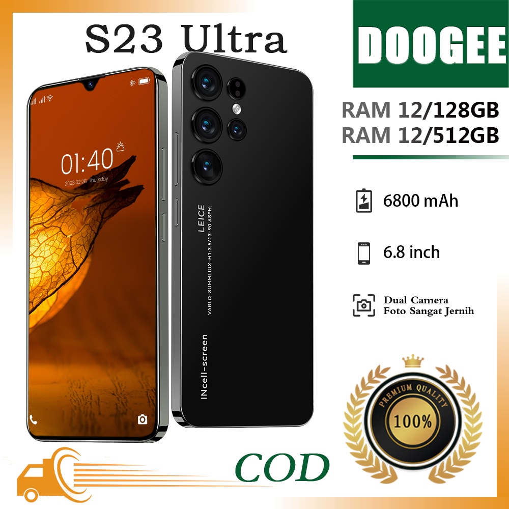 【Sangat dipuji】Smartphone hp Galaxy S23 Ultra 5G 16GB+ 512GB 48+72MP Android 12 HD Camera Dual SIM 6