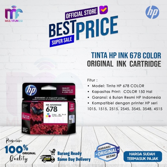 

TINTA HP 678 INK COLOUR CARTRIDGE - FOR 1515, 2545 COLOR ORIGINAL