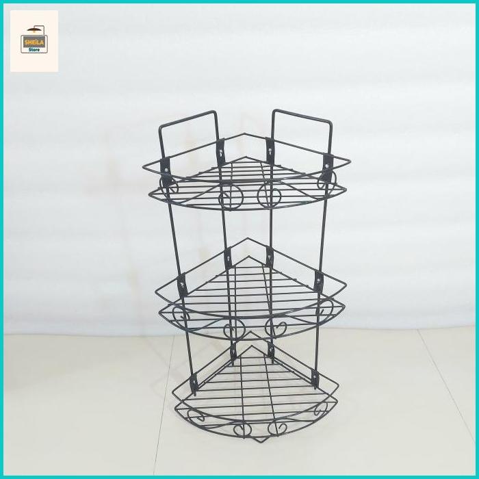 Sheila store Rak sudut siku besi susun 3 rak dapur rak gantung kamar mandi