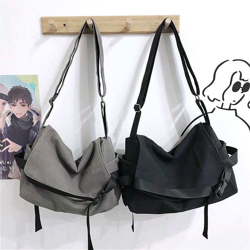 Tas Bahu Selempang Kanvas Santai Pria Jepang