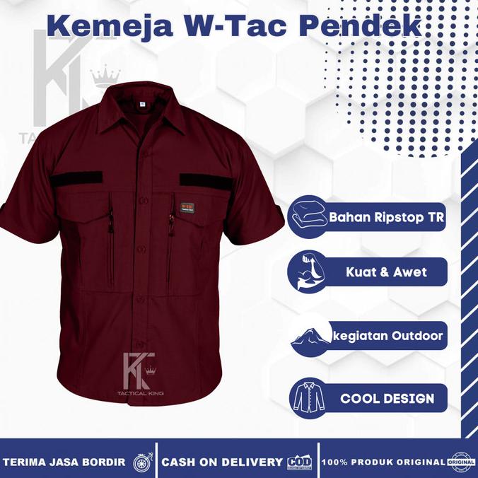 Sale Now Kemeja Tactical Pendek Pernusa/Kemeja Maroon/Kemeja Lapangan Original