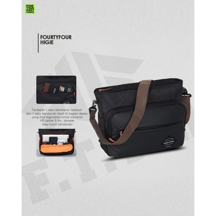 tas selempang FOURTYFOUR HIGIE - Tas Selempang Pria Casual - Slingbag Notebook Pria - Hitam(P7X0) ta