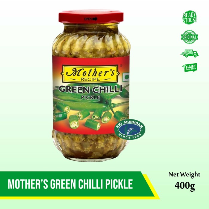 

>*>*>*>*] MOTHERS GREEN CHILLI PICKEL 400G