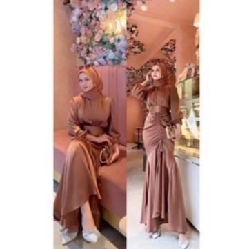 Ready Vannya Dress // Baju Muslim Kondangan Wanita Busui Bahan Satin Kekinian Turkey Malay Busana Bridesmaid Terbaru Murah