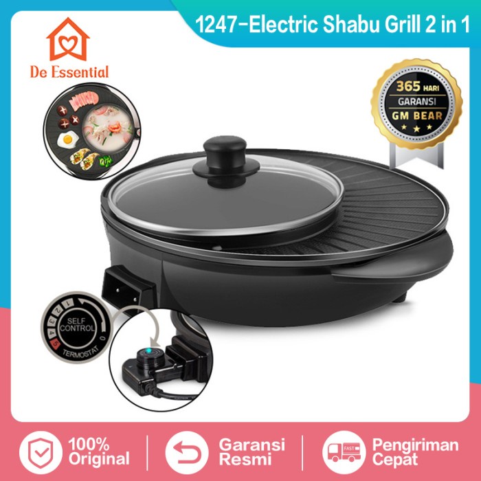 Sale Alat Panggang dan Rebus Elektrik 2 in 1 1247- Denki Steamboat Grill /GRILL PEN/BAKARAN