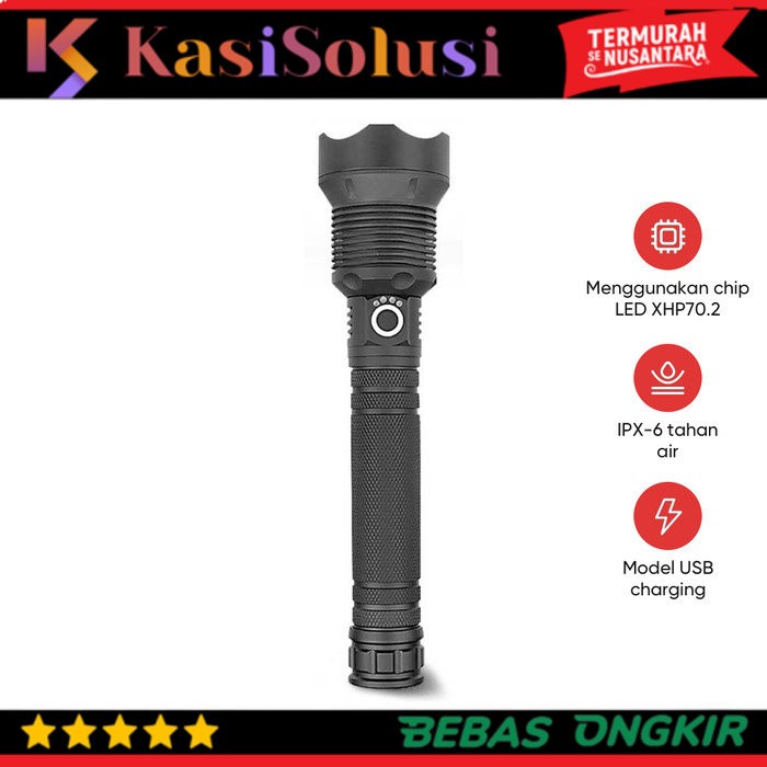 TAFFLED SENTER LED LONG RANGE ZOOM XHP70.2 90000 LUMENS - HS313- BLACK