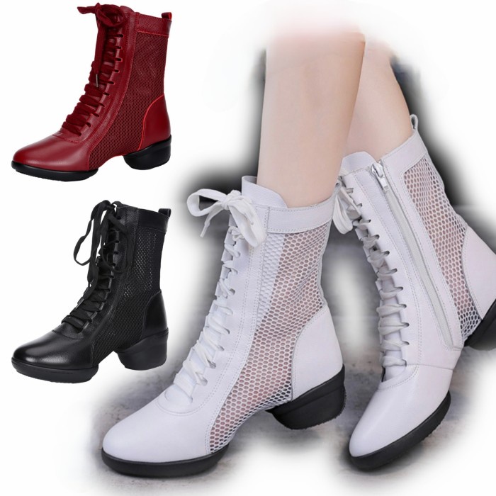 Sepatu Boots Line Dance Senam Dansa Women Boots Shoes Latin Dance Mesh Promo Terbaru