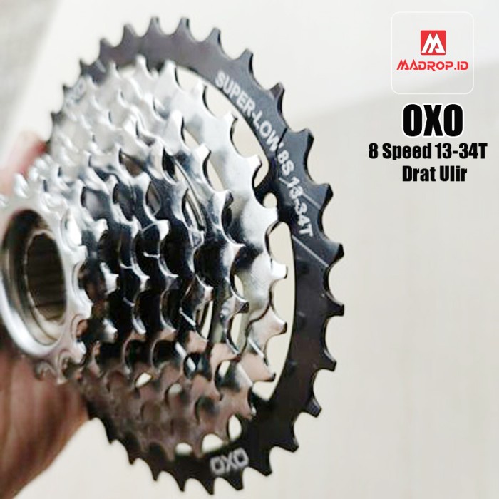 Gear sepeda sproket 8 speed 13-34T ulir drat OXO