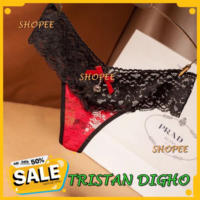 CELANA DALAM SEXY BOW PINGGANG CELANA TRANSPARAN GSTRING WANITA C - MERAH, FREE / CELANA DALAM SEXY 