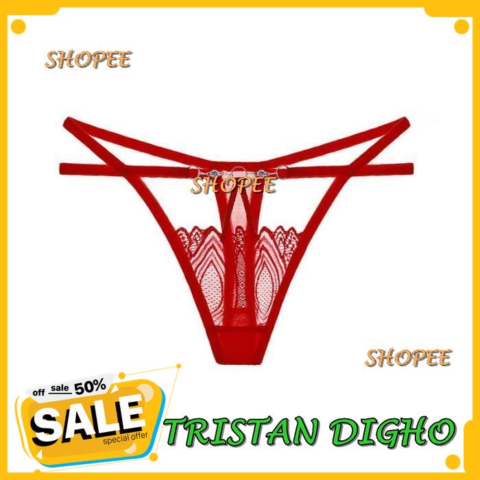 G STRING TRANSPARAN BERONGGA TALI MENYILANG BIKINI CELANA THONG C / G STRING TRANSPARAN BERONGGA TAL