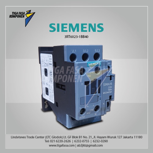 [New Ori] 3Rt6023-1Bb40 Siemens Mc-4Kw 24Vdc 1No1Nc Bisa Sameday