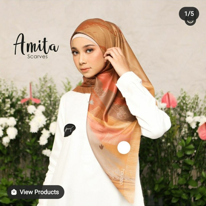 [Original] Jilbab Segi Empat Motif Voal Amita By Deenay Diskon