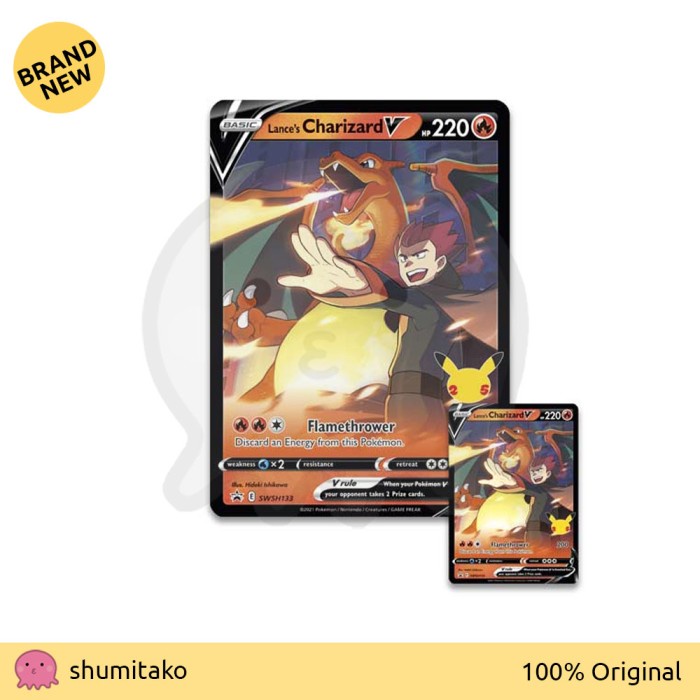 ✅New Pokemon Tcg 25Th Celebrations Lance Charizard Promo Card Bisa Gojek