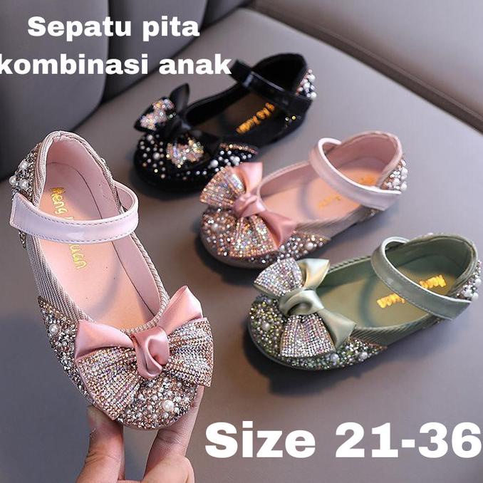 New Sepatu Pesta Anak Pita Kombinasi Import/Sepatu Couple Ibu Dan Anak Berkualitas