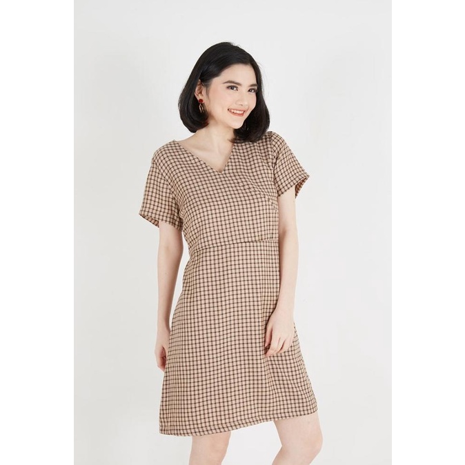Terlaris Sorabel - Yvone V Neck Mini Dress Original