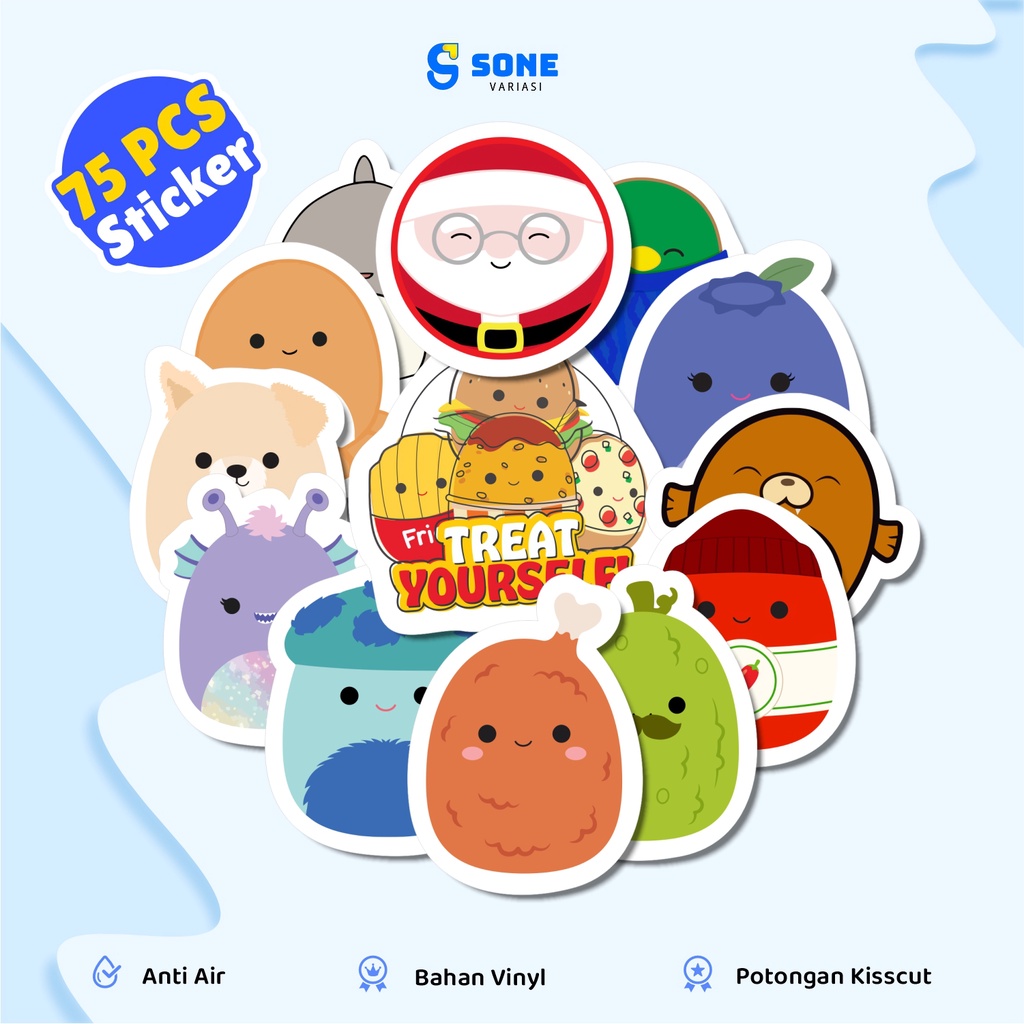 

75PCS Stiker Squishmallow Squishymallow Squishy Mallow / Vinyl Waterproof Anti Air / Sticker Kartun Lucu Buku Journal Koper Motor Casing HP Laptop Tumbler Botol Minum Sepeda IPad Tablet Polaroid Kulkas