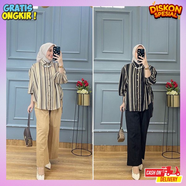 Dewasa Korea 1 Set Remaja Korean Style Baju Wanita One Set Baju Dan Celana Outfit Satu Stel Ootd Cln