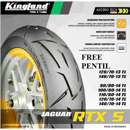 BAN KINGLAND TUBELESS 110/80-14 RTX 5 FREE PENTIL BAN MATIC RING 14 ORIGINAL BEST QUALITY