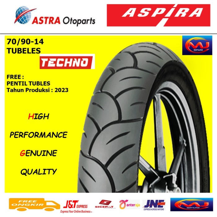 BAN LUAR TUBLES UKURAN 70/90 14 TECHNO MERK ASPIRA MOTOR MIO ,MIO J ORIGINAL BEST QUALITY