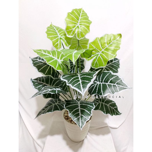 1set tanaman hias artificial tanduk rusa latex jumbo cabang18+pot