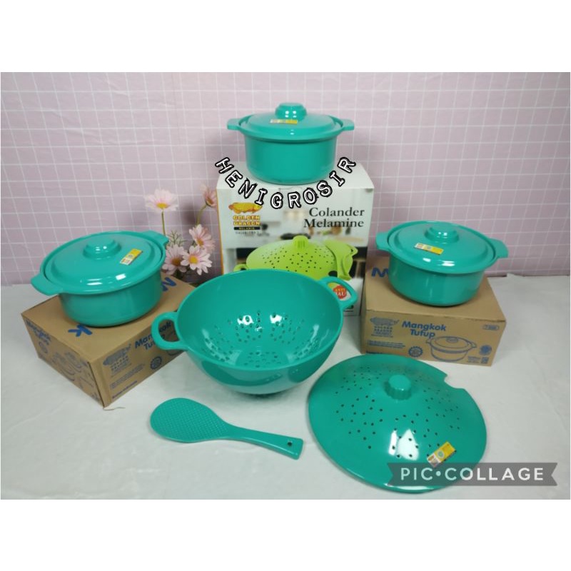 1set Prasmanan melamin golden dragon/Tempat nasi dan wadah sayur