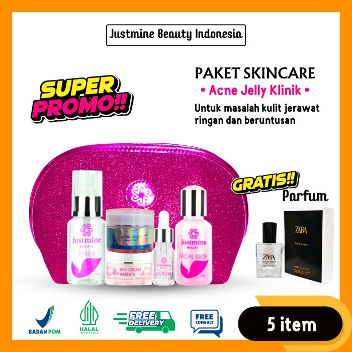 [Original] Justmine Beauty Skincare Jelly Acne Klinik / Forte Isi 5 Bisa Sameday