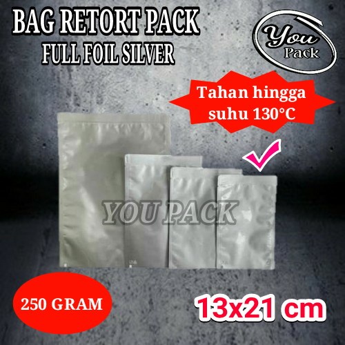 BAG RETORT PACK 250 GRAM KEMASAN FOIL SILVER TAHAN PANAS-PRESTO KPACK
