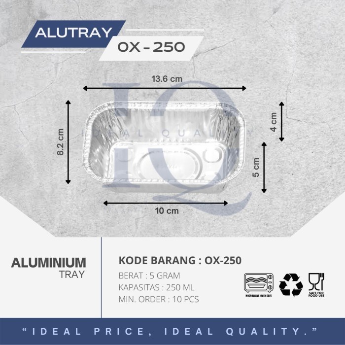 ALUMINIUM FOIL TRAY / WADAH CUP ALUMINIUM FOIL OX-250 + TUTUP 100 PCS