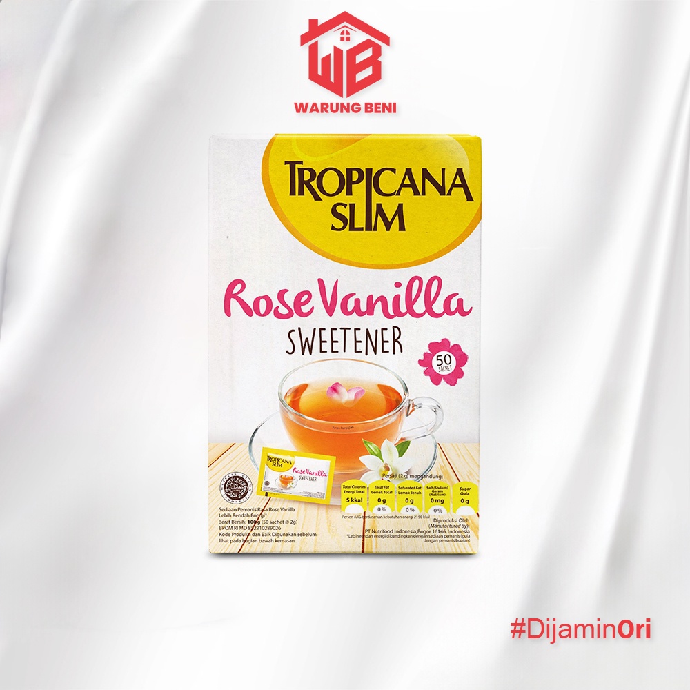 

Tropicana Slim Pengganti Gula Sweetener Rose Vanilla (50 Sachet)