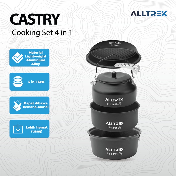 Alltrek Cooking Set Castry 4In1 Alat Masak Camping Portable