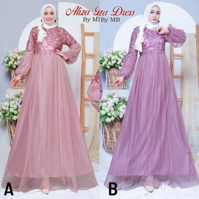 [Ori] Kebaya Gamis Muslim Tulle / Kebaya Modern Dress / Gamis Tangan Balon Bisa Sameday