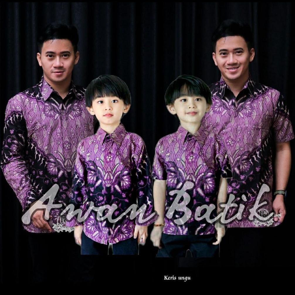Trendy Couple sweet || couple batik ayah dan anak cowok BATIK lilac Batik Ungu ..
