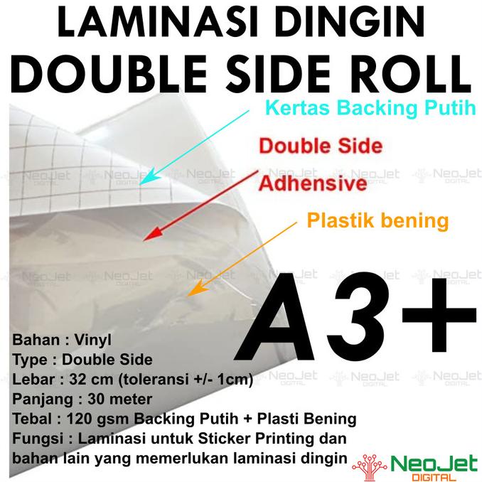 

Laminasi 2 Sisi Double Side Lem Depan Belakang A3 Roll Double Tape 30M Kode 449