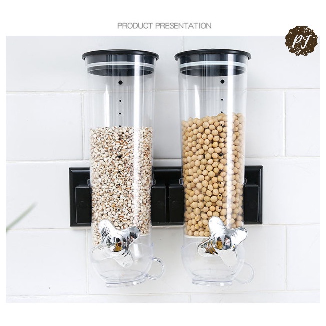 ✨Baru Double Wall Mounted Cereal Dispenser / Tempat Biji Kopi Gantung Tembok Diskon
